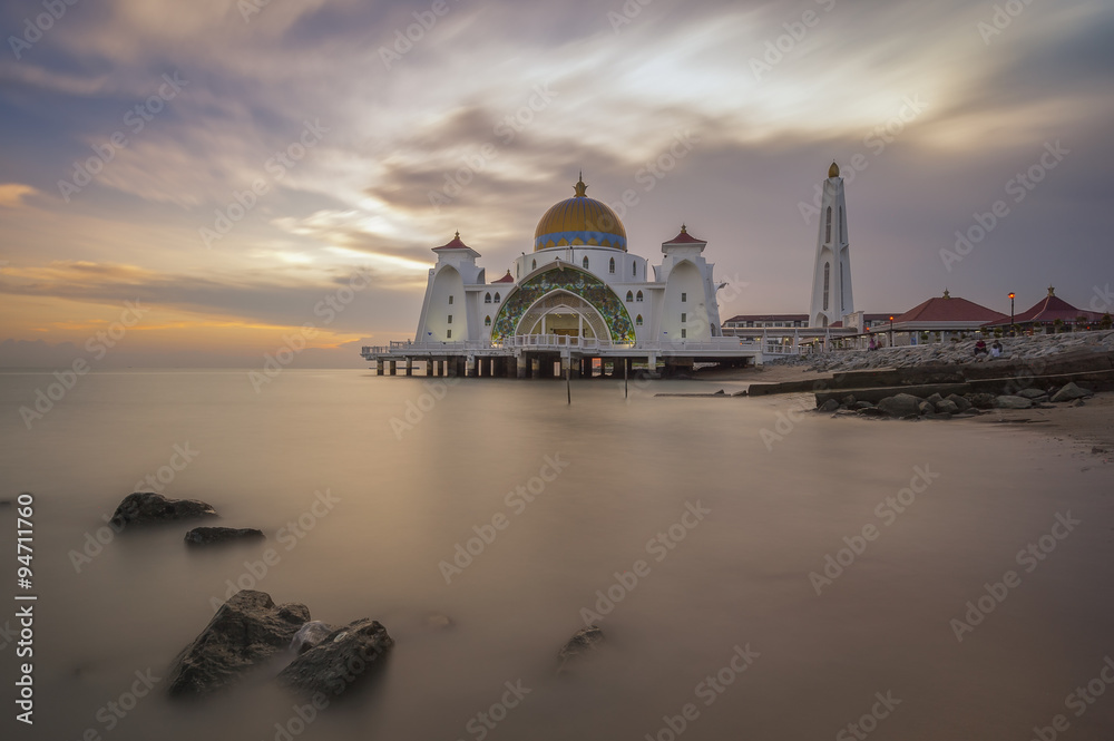 Obraz premium Masjid selat Mosque in Malacca Malaysia