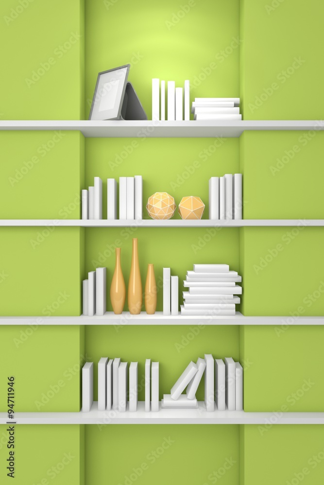 3d rendered modern bookshelf. 3d rendered modern bookshelf.