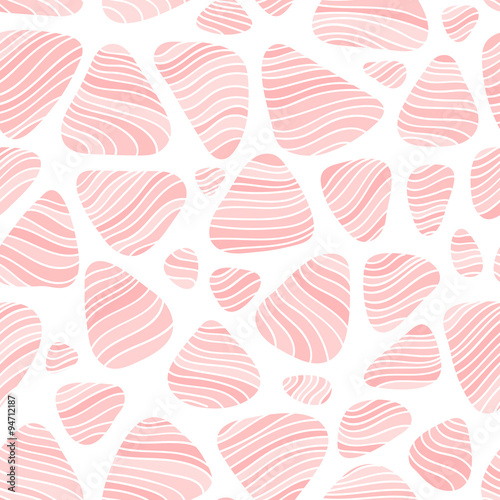 Pebble seamless background. Subtle texture with round shapes and flow lines, repeating fabric print for spring summer fashion season. Vector abstract nature pattern