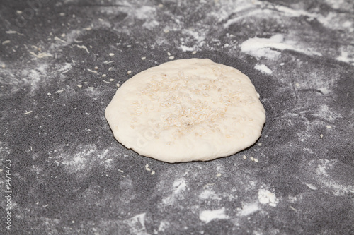 Flour dough bhatura preparation on table