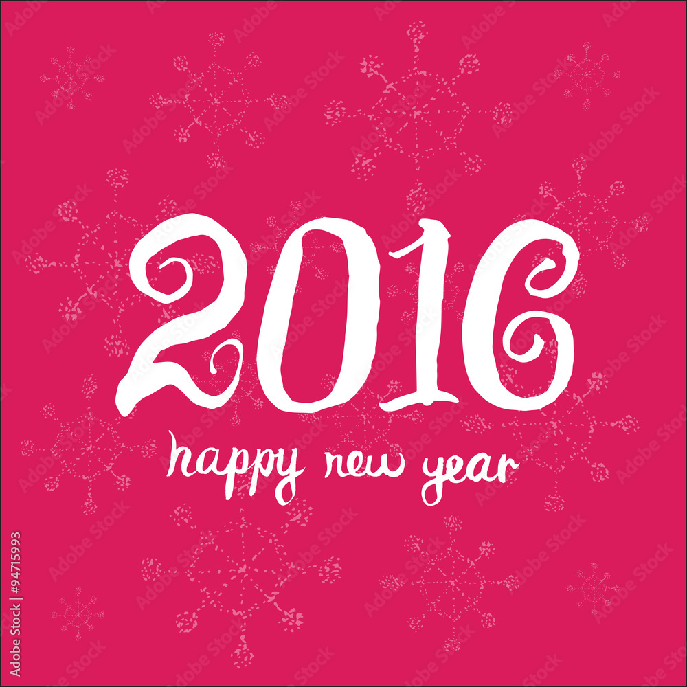 Happy new year 2016. Universal Hand drawn Vector background. Cre