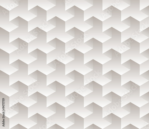 Vector Seamless Black And White Gradient Abstract Geometric Hexagonal Cube Pattern