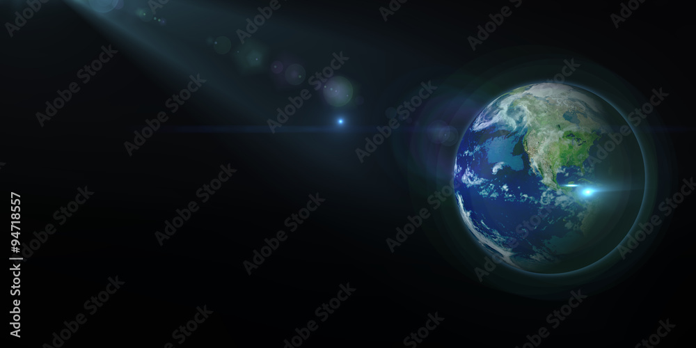 Earth from outer space in a beam of light