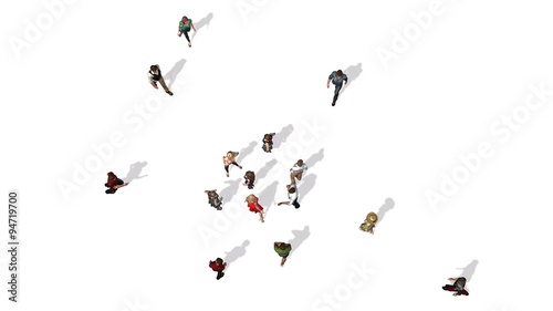 crowd of people in top-view isolated on white background photo