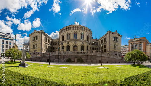 Norwegian Parliament building in Oslo photo