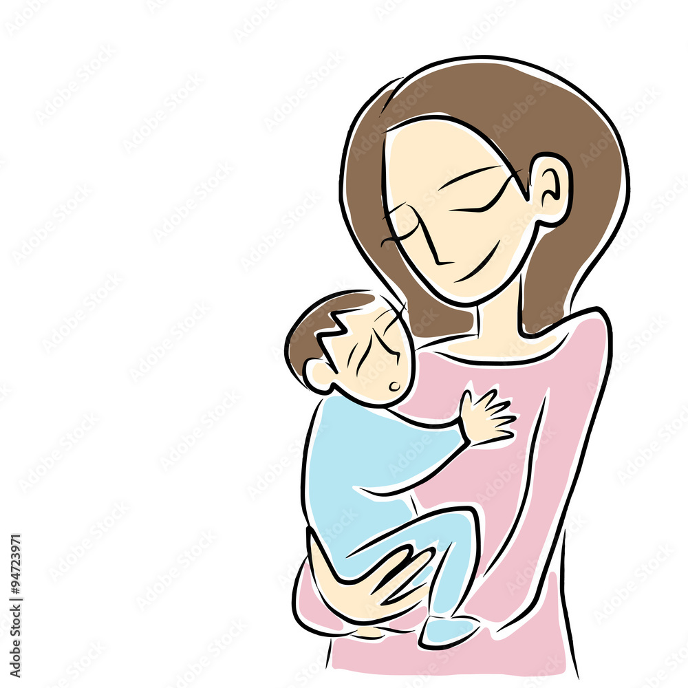Mother holding baby on white background
Mother holding baby on white background