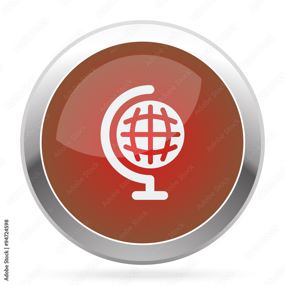 White Earth Globe icon on red web app button White Earth Globe icon on red web app button