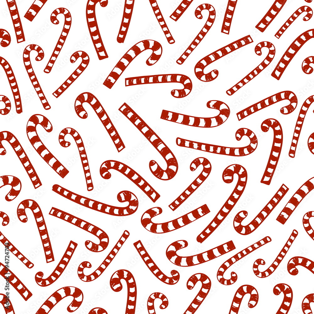 seamless red striped Christmas candy canes on a white background seamless red striped Christmas candy canes on a white background