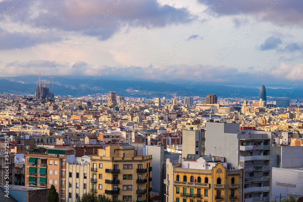 Naklejka premium Panoramic view of Barcelona