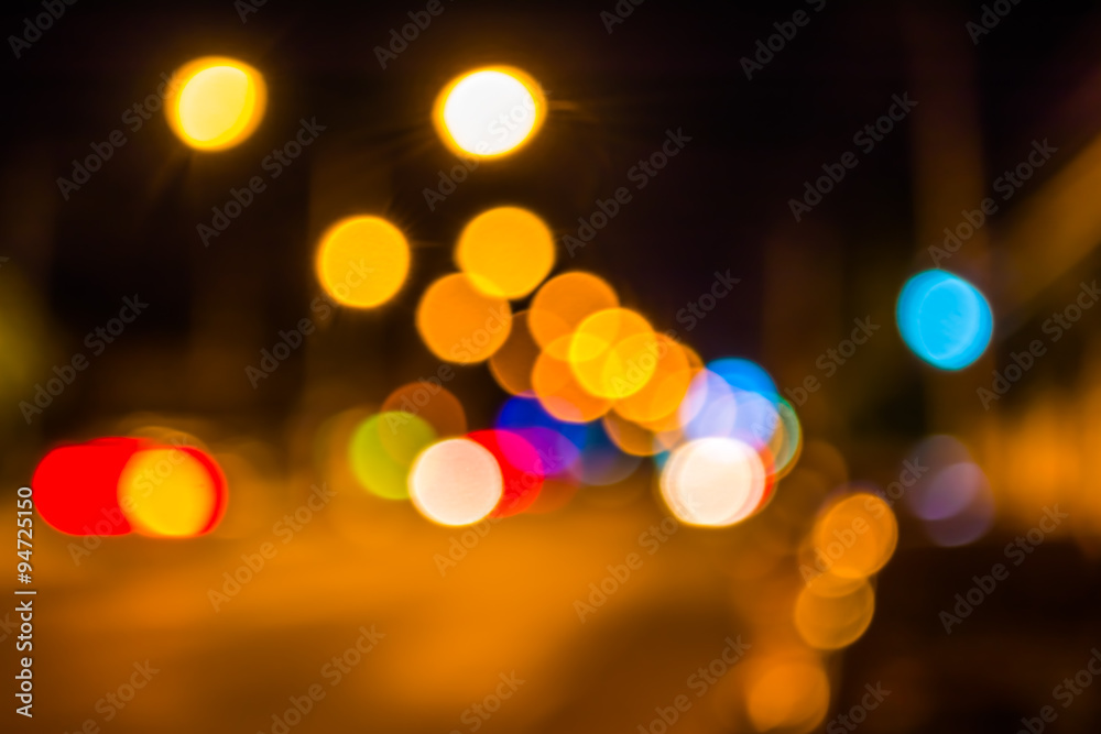 image of blur street bokeh with lights in night time.