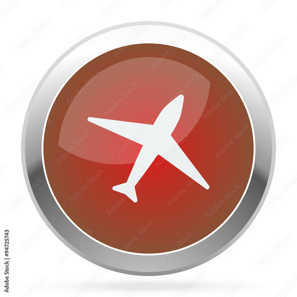 White Airplane icon on red web app button