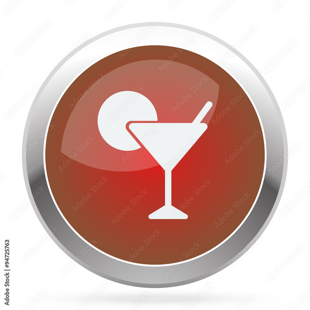 White Cocktail icon on red web app button