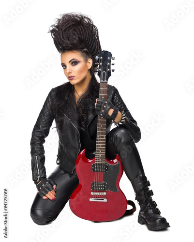 Rock musician in leather clothing