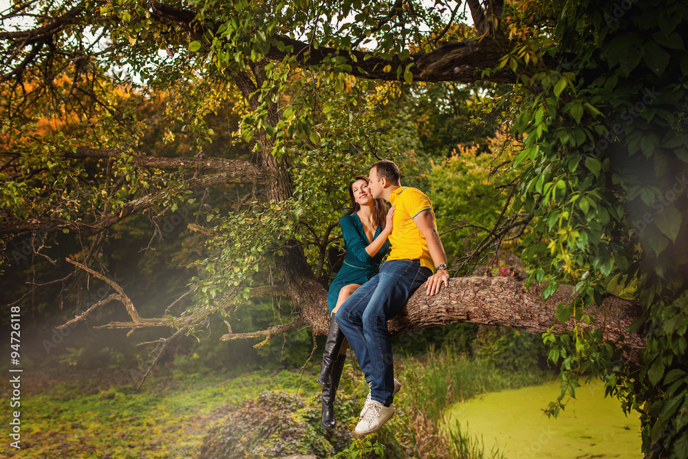 Couple in love in the forest Couple in love in the forest