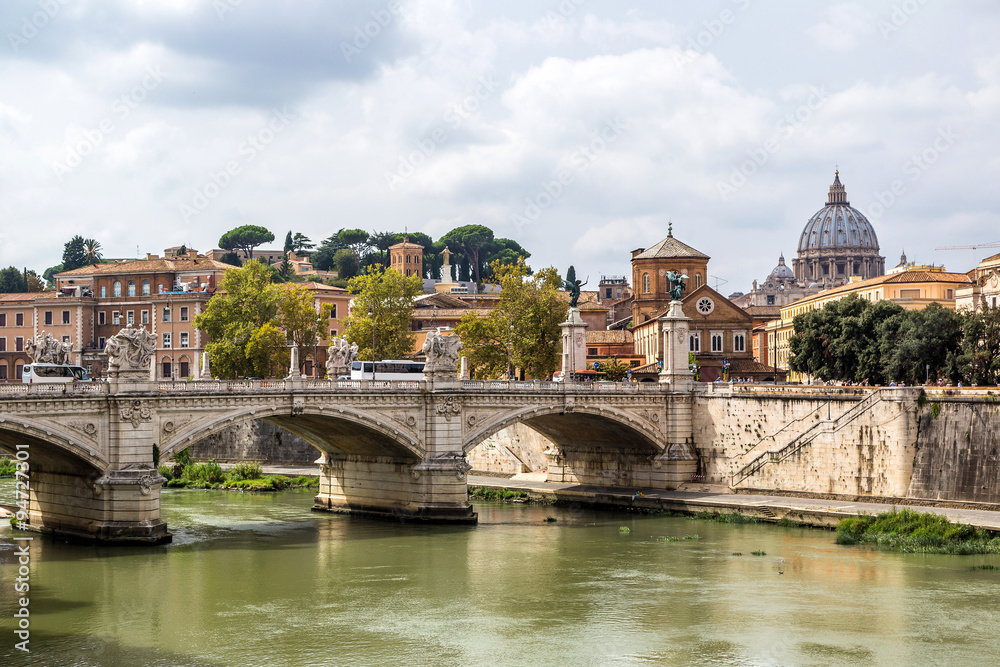 San Pietro  and Sant angelo bridge in Rome