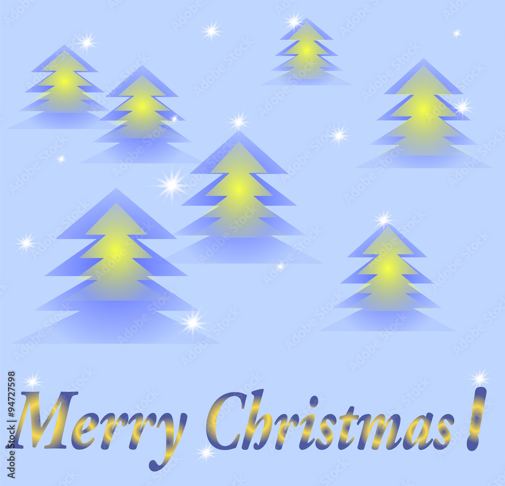 Christmas card with glowing trees Christmas card with glowing trees