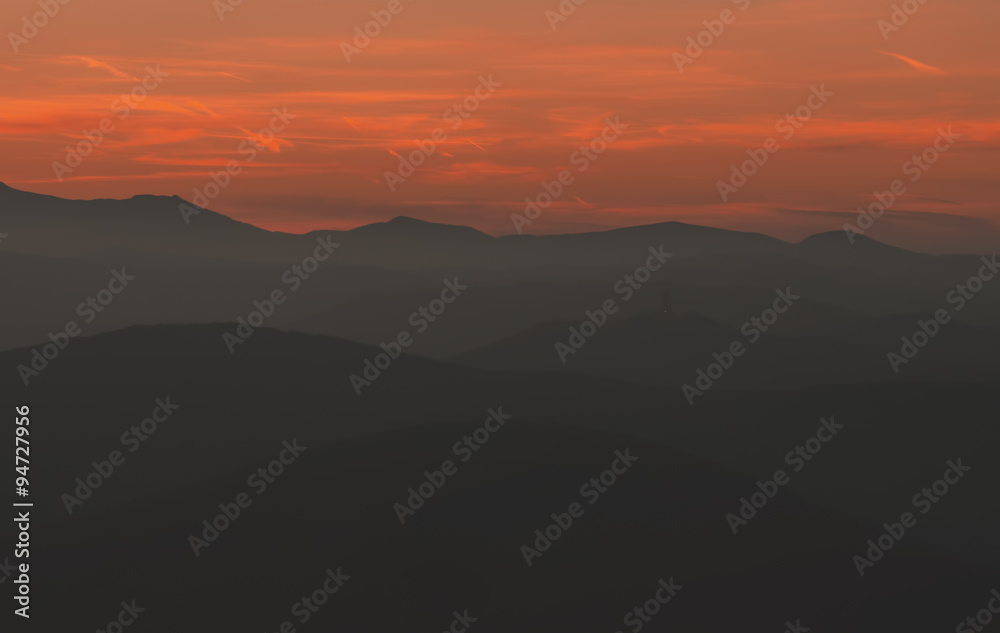 Sunset over the mountain