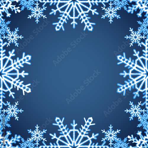 Christmas frame with snowflakes on the edges