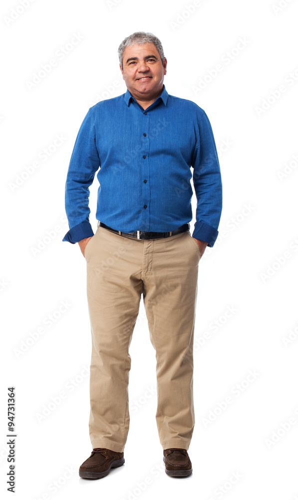 full body mature man standing over white full body mature man standing over white