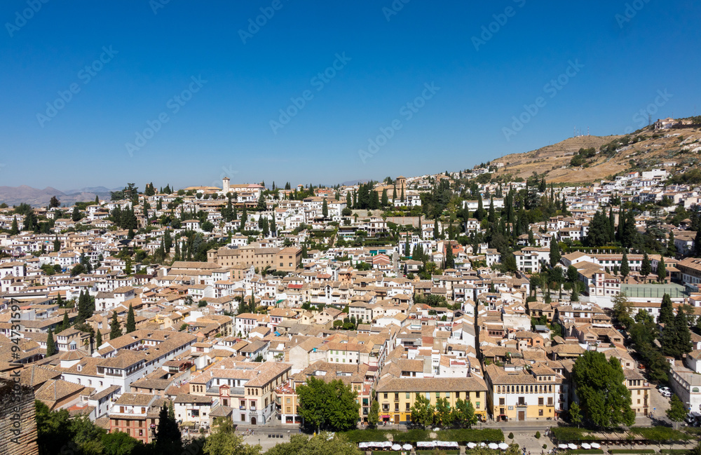 Panoramic view of Granada city in Spain