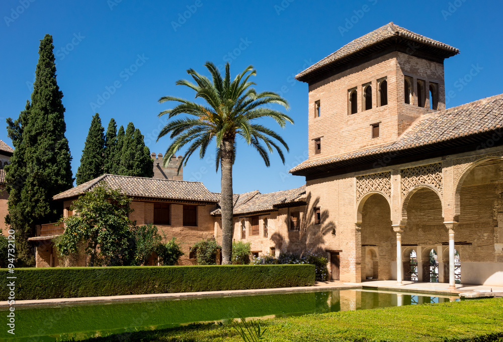 View of Partal in Alhambra in Granada  in Spain