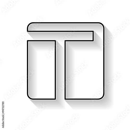 Vector initial letter T. Sign made with black line photo