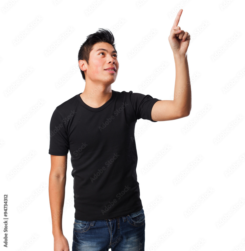 cool chinese man pointing up cool chinese man pointing up