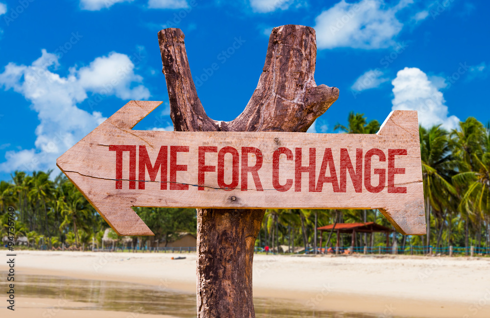 Time for Change arrow with beach background