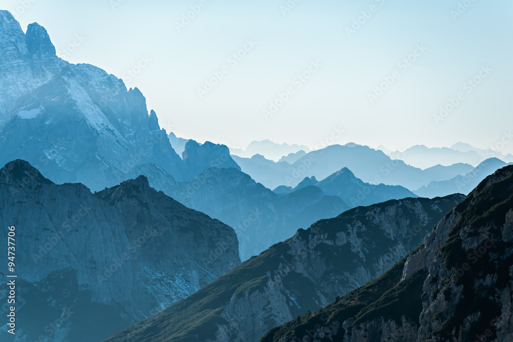 Sunset view in the Julian Alps