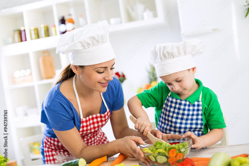 Happy family make a lunch together Happy family make a lunch together