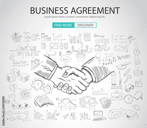 Business Agreement concept wih Doodle design style