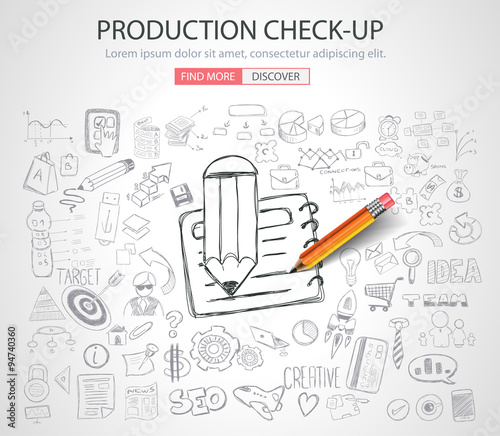 Production Check-up concept with Doodle design style