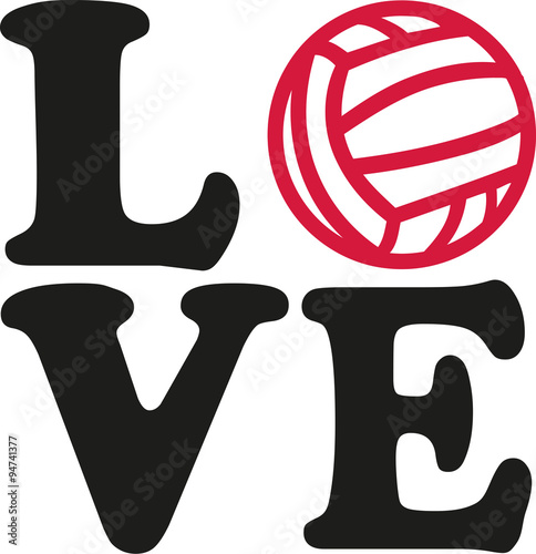 Love word with water polo ball
