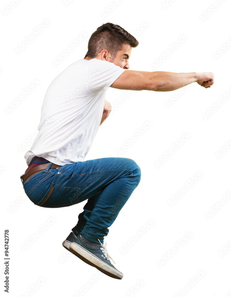crazy man jumping