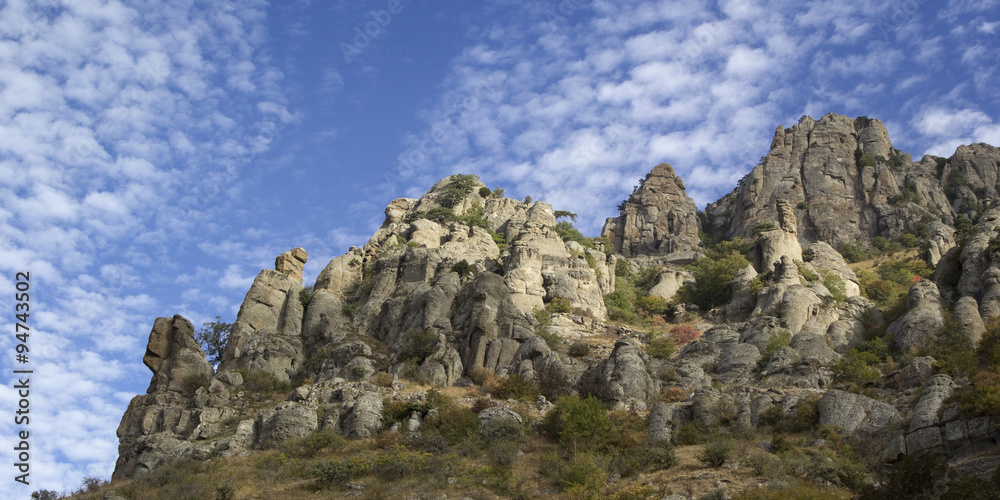Rock formations, mountain Demerdzhi in Crimea