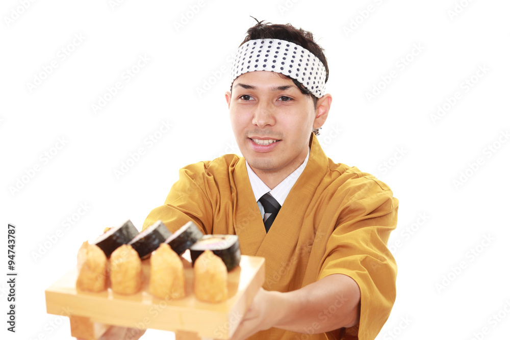 笑顔の寿司職人