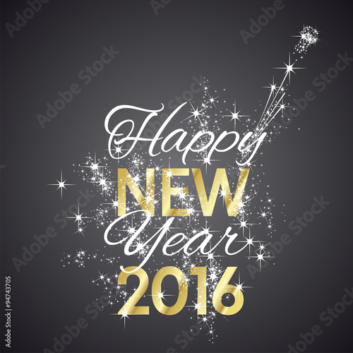 2016 Happy New Year firework black background