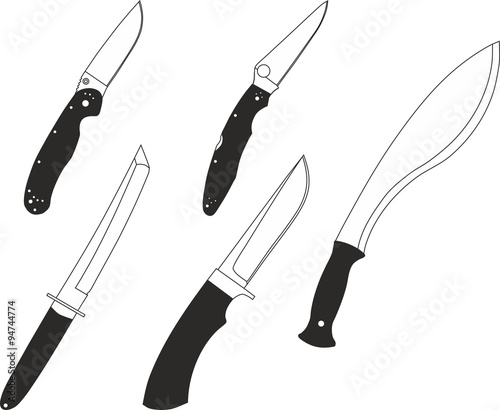 Set of icons for combat and hunting knives.