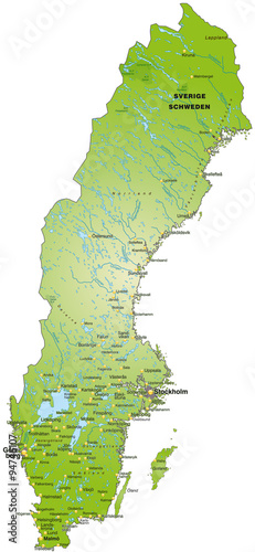 Fotografi Karte von Schweden