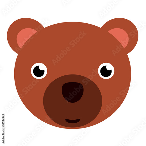 Icono plano cabeza de cria de oso