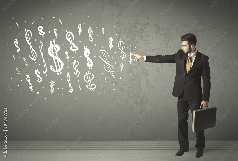 Young business people with hand drawn dollar signs Young business people with hand drawn dollar signs