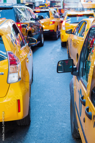 Taxis in Manhattan, New York City, im Verkehrsstau
