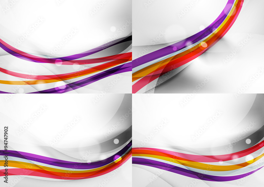 Set of abstract backgrounds. Curve wave lines with light and shadow effects Set of abstract backgrounds. Curve wave lines with light and shadow effects
