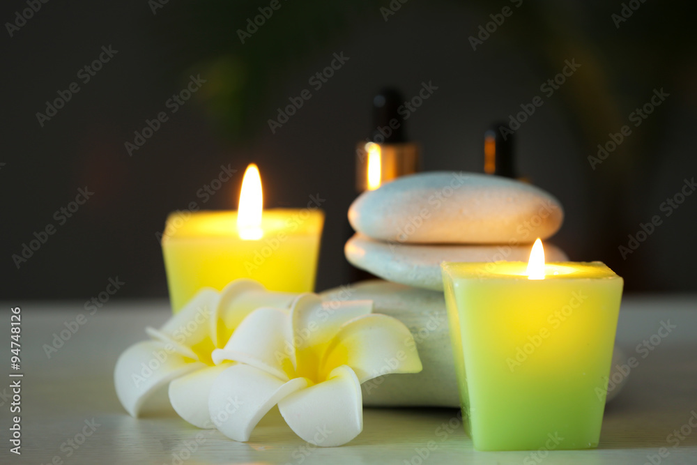 Beautiful spa composition on wooden table Beautiful spa composition on wooden table