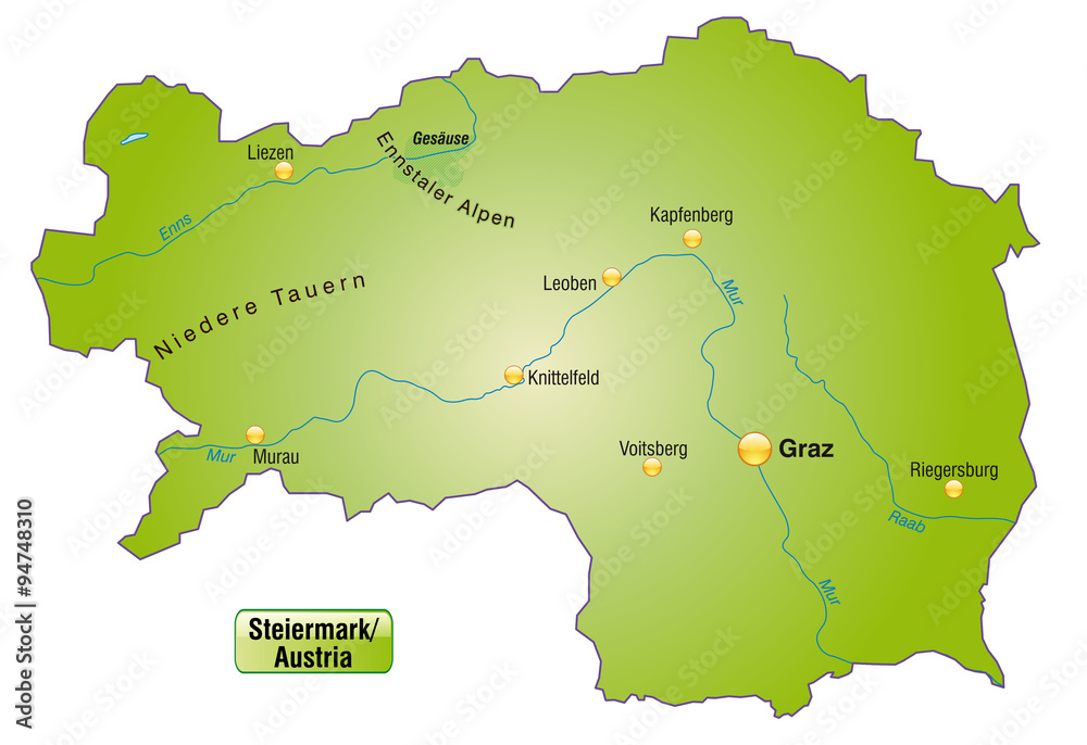 Obraz premium Karte von Steiermark