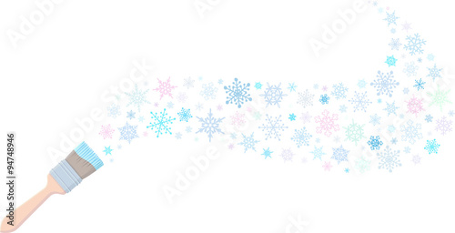 Brush draws snowflakes