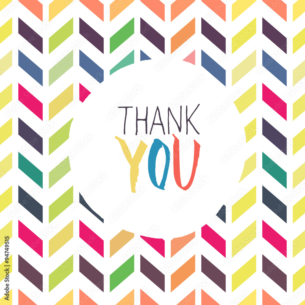 Obraz premium Thank you card with chevron colorful background