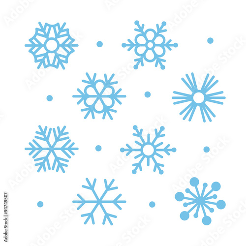 Simple Flat Snowflakes Icon Set