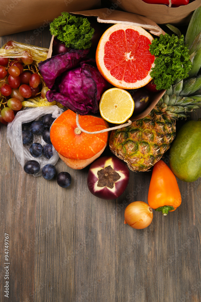 Fruits and vegetables on table Fruits and vegetables on table