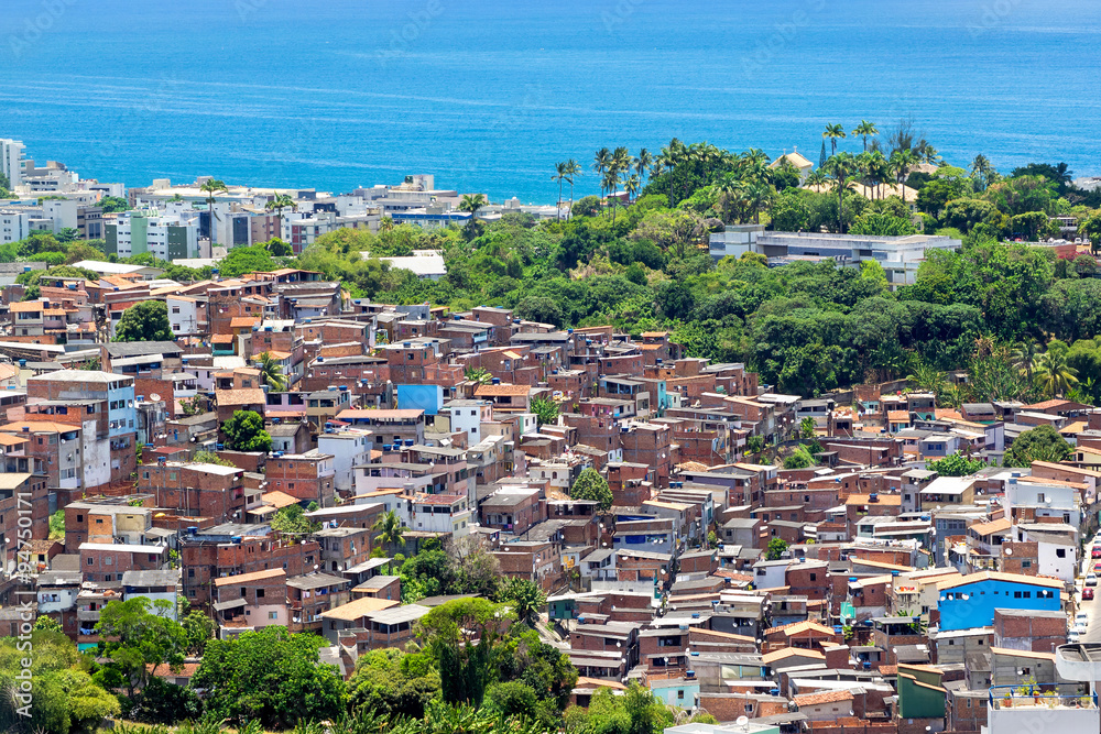 Aerial View of Favela (Shanty Town) in Salvador, Bahia, Brazil